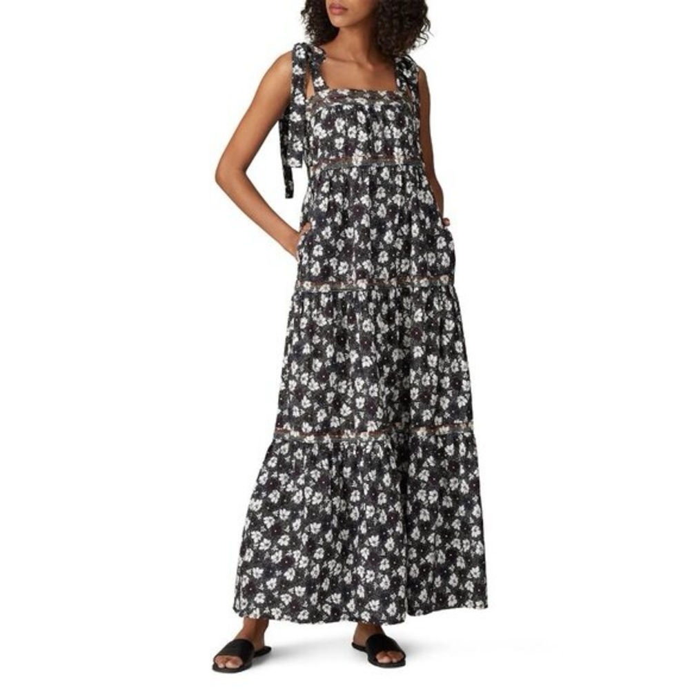Tuckernuck Warm Navy Floral Tiered Big Love Dress Size L NWT